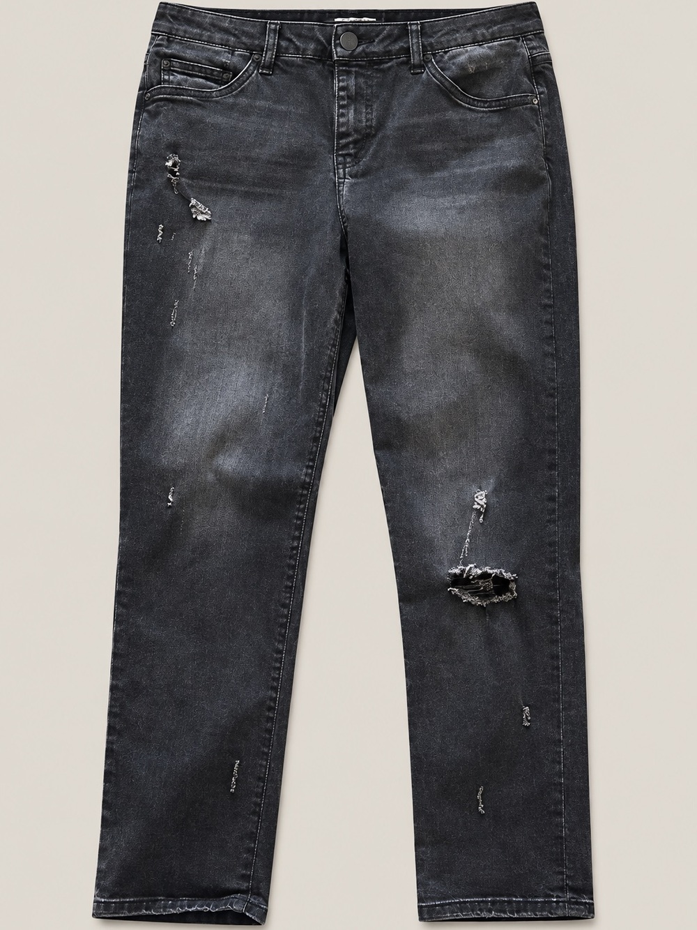 Mac and Me Black Distressed Jeans Size 8 Mid Rise Straight